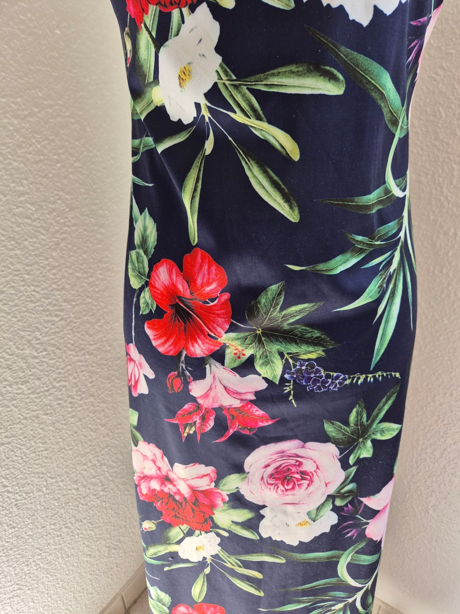 Vestido longo justo floral Beauty Fashion Tamanho M 38 preto estampa floral stretch elegante verão – photo 4